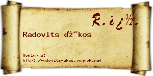 Radovits Ákos névjegykártya